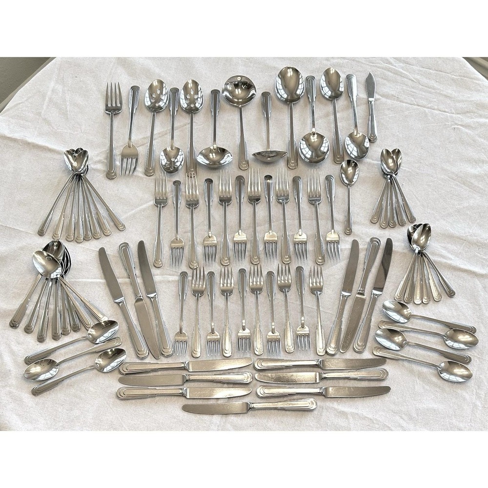 Oneida Cityscape Huge 83pc Lot Stainless Flatware Service for 10 Serving Pieces